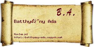 Batthyány Ada névjegykártya